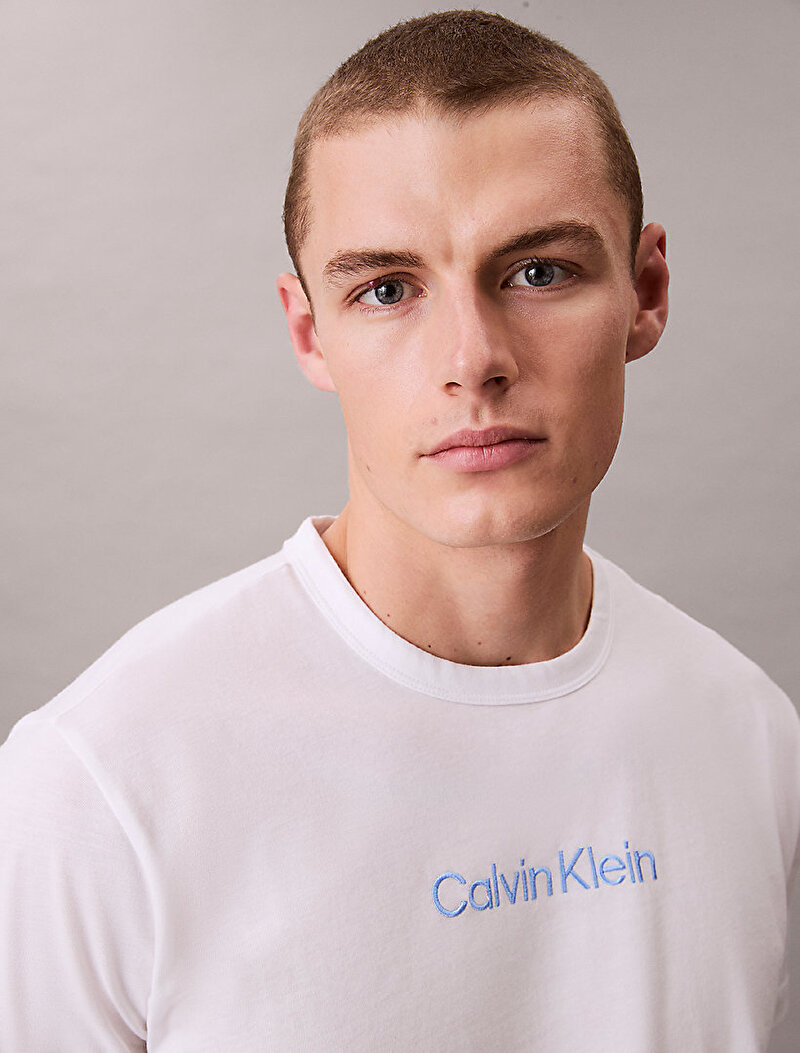 Calvin Klein Beyaz Renkli Erkek Crew Neck T-shirt