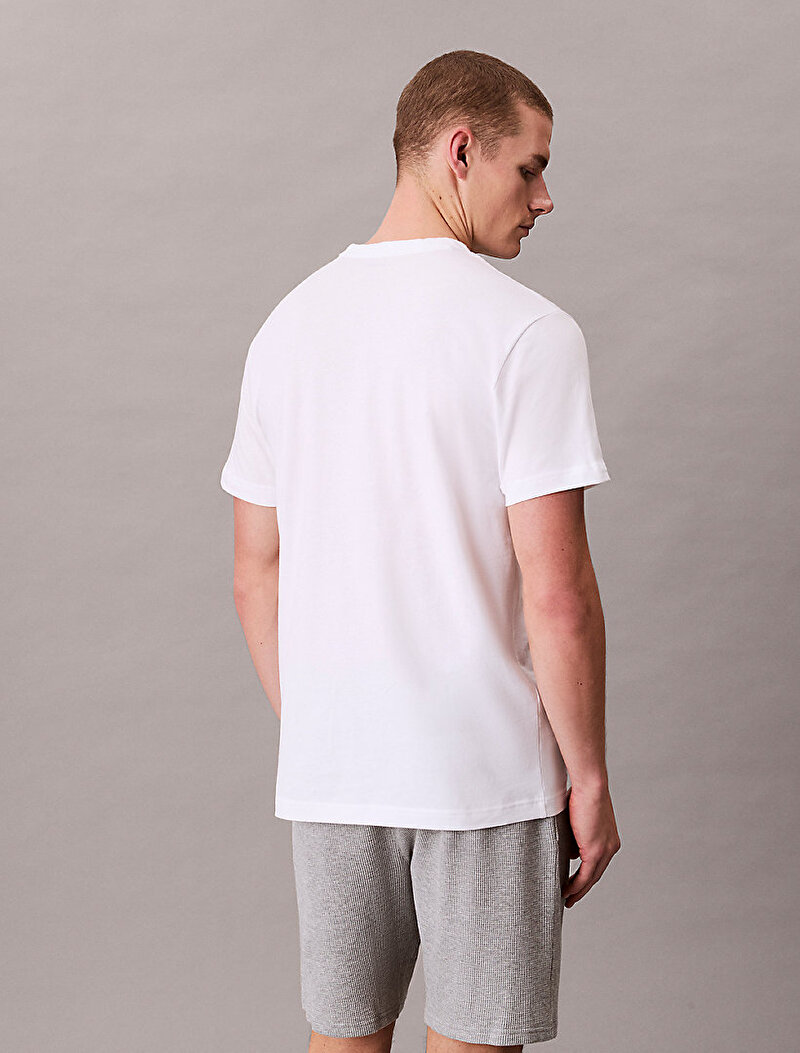 Calvin Klein Beyaz Renkli Erkek Crew Neck T-shirt