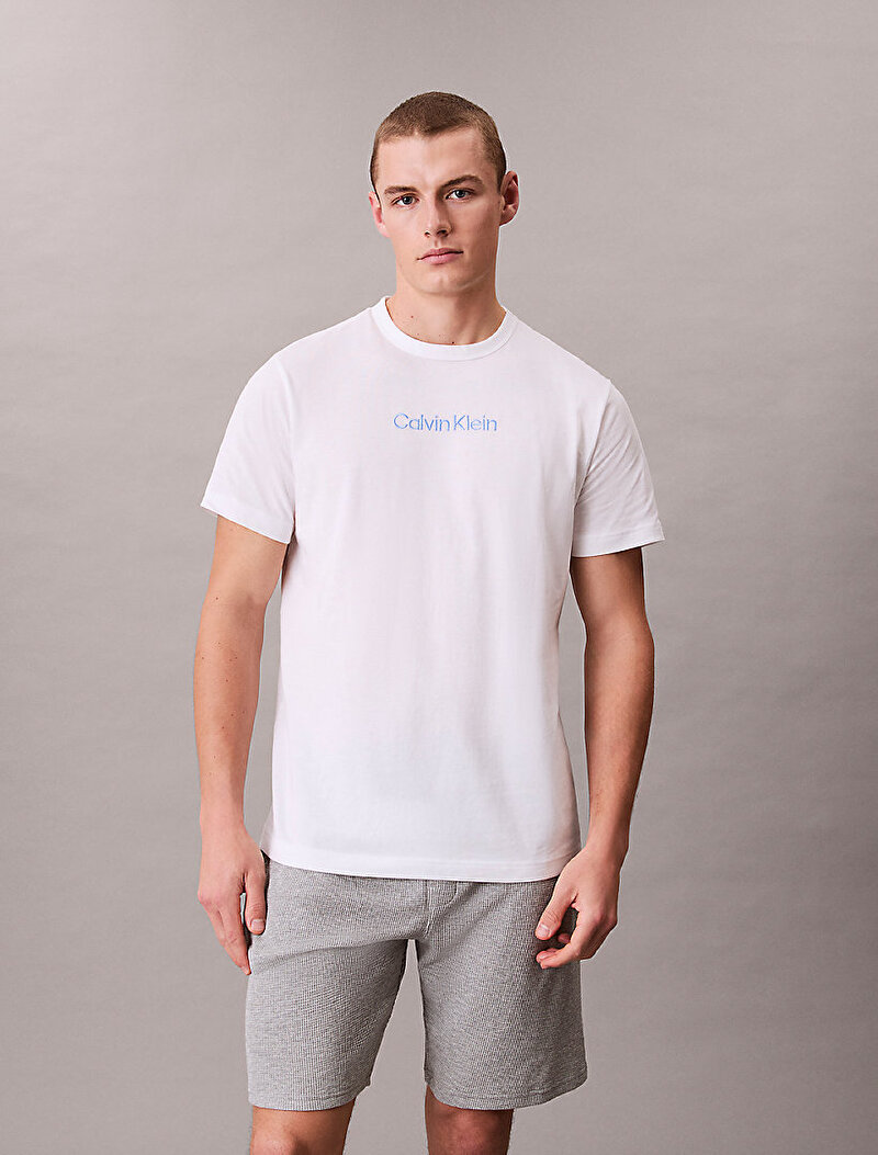 Calvin Klein Beyaz Renkli Erkek Crew Neck T-shirt