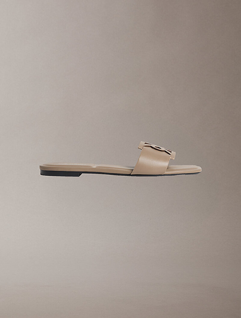 Calvin Klein Bej Renkli Kadın Square Flat Terlik