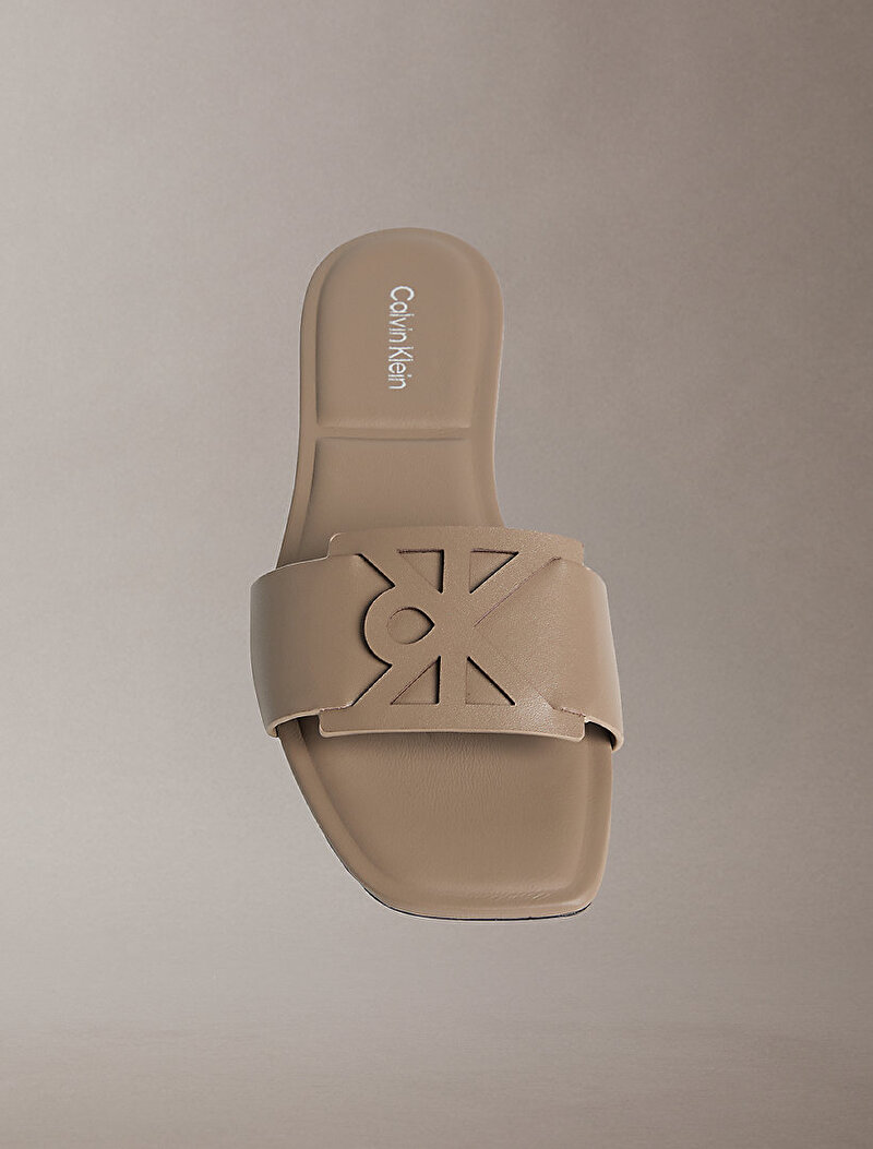 Calvin Klein Bej Renkli Kadın Square Flat Terlik