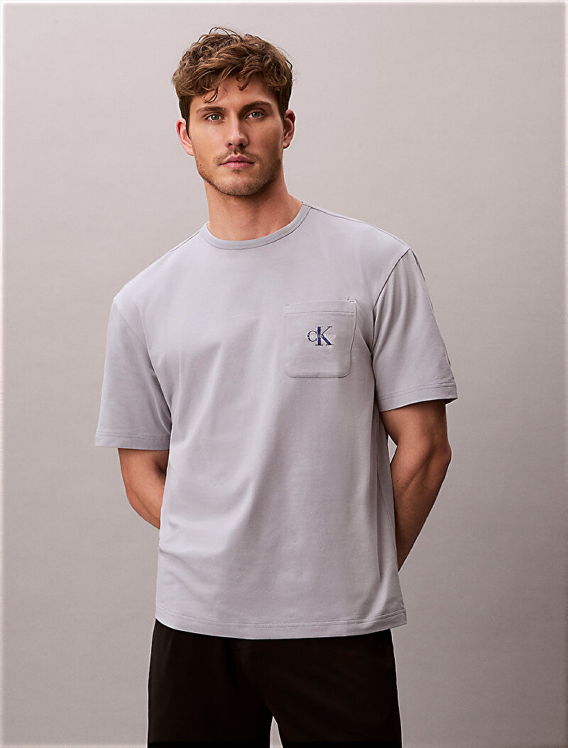 Calvin Klein Gri Renkli Erkek Monogram T-shirt