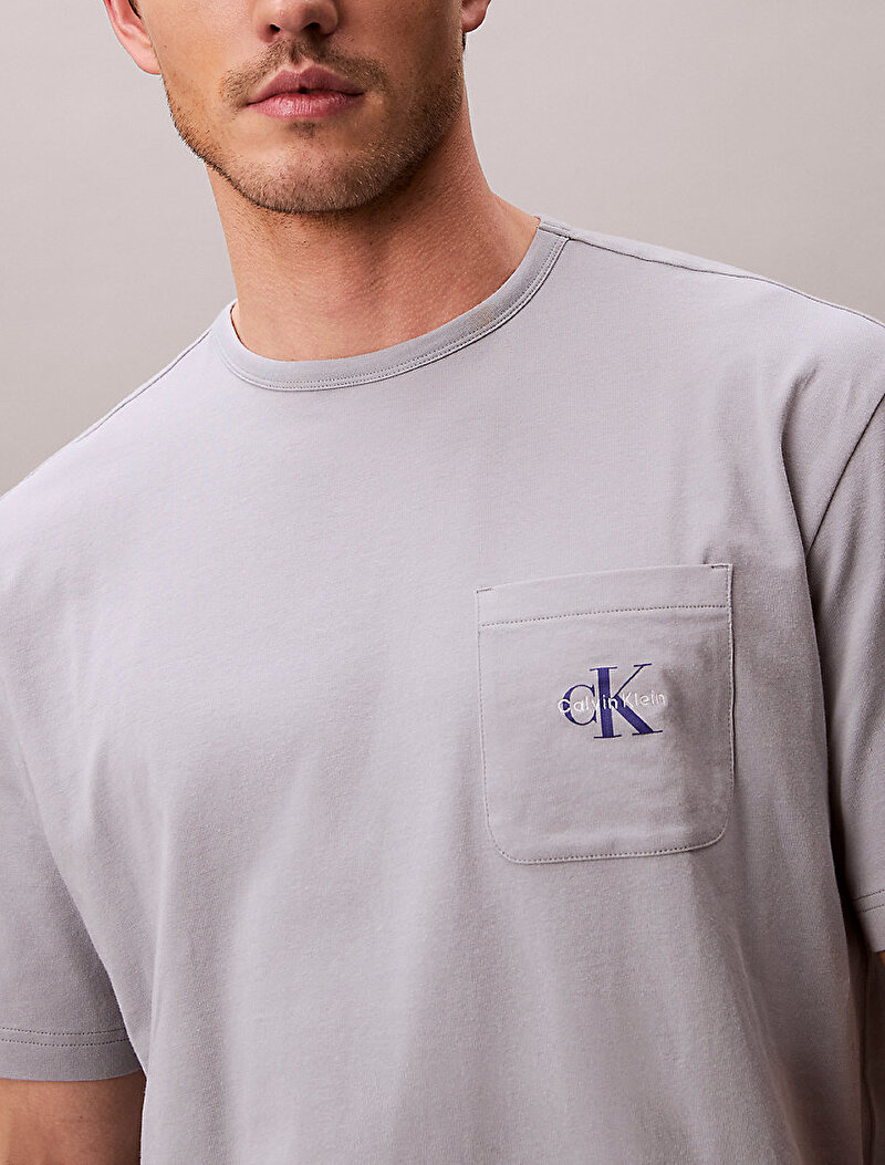 Calvin Klein Gri Renkli Erkek Monogram T-shirt