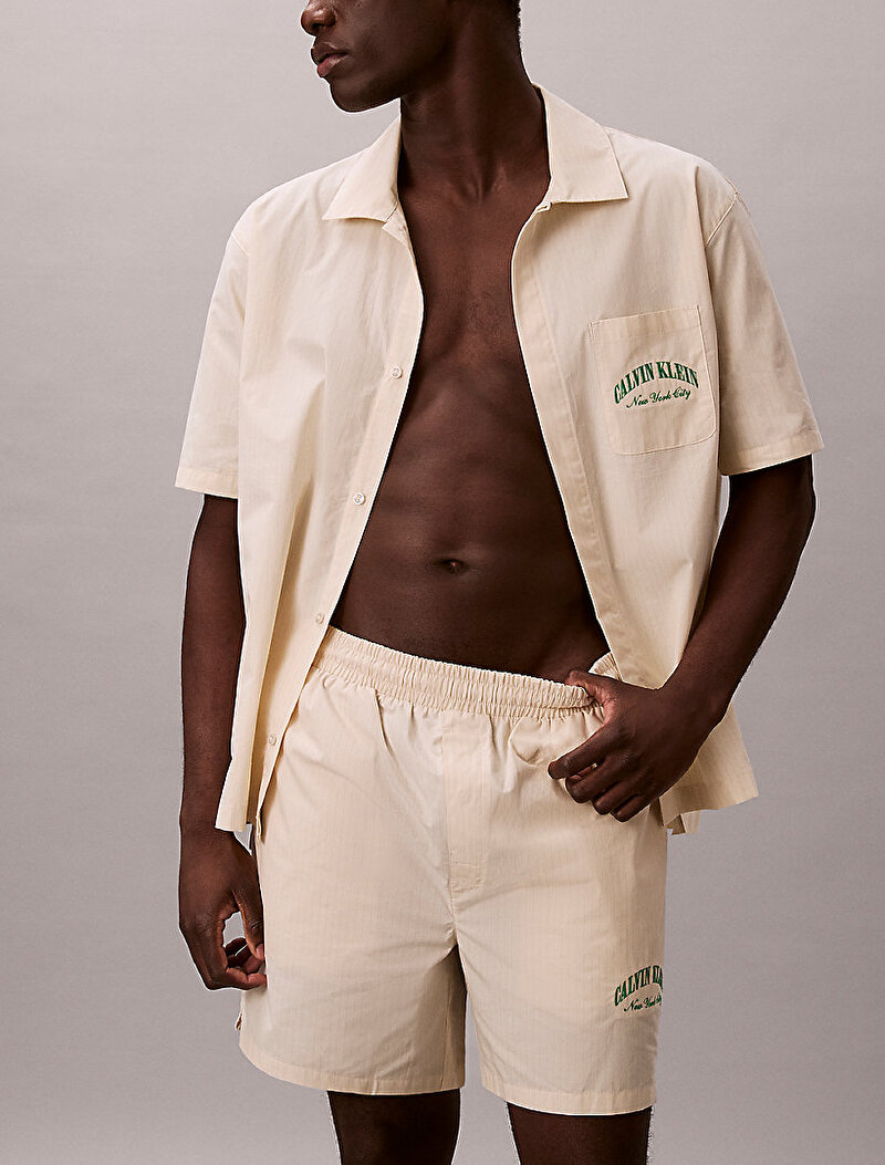 Calvin Klein Bej Renkli Erkek Heritage Crest Pijama Altı