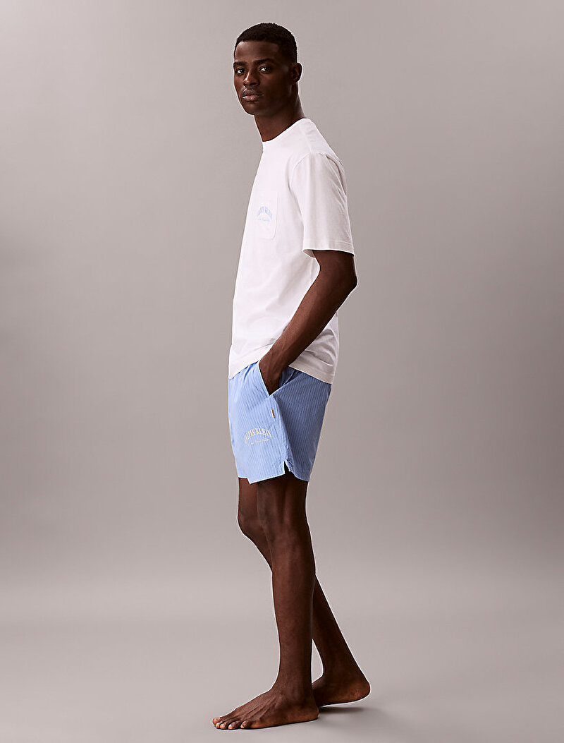 Calvin Klein Mavi Renkli Erkek Heritage Crest Pijama Set