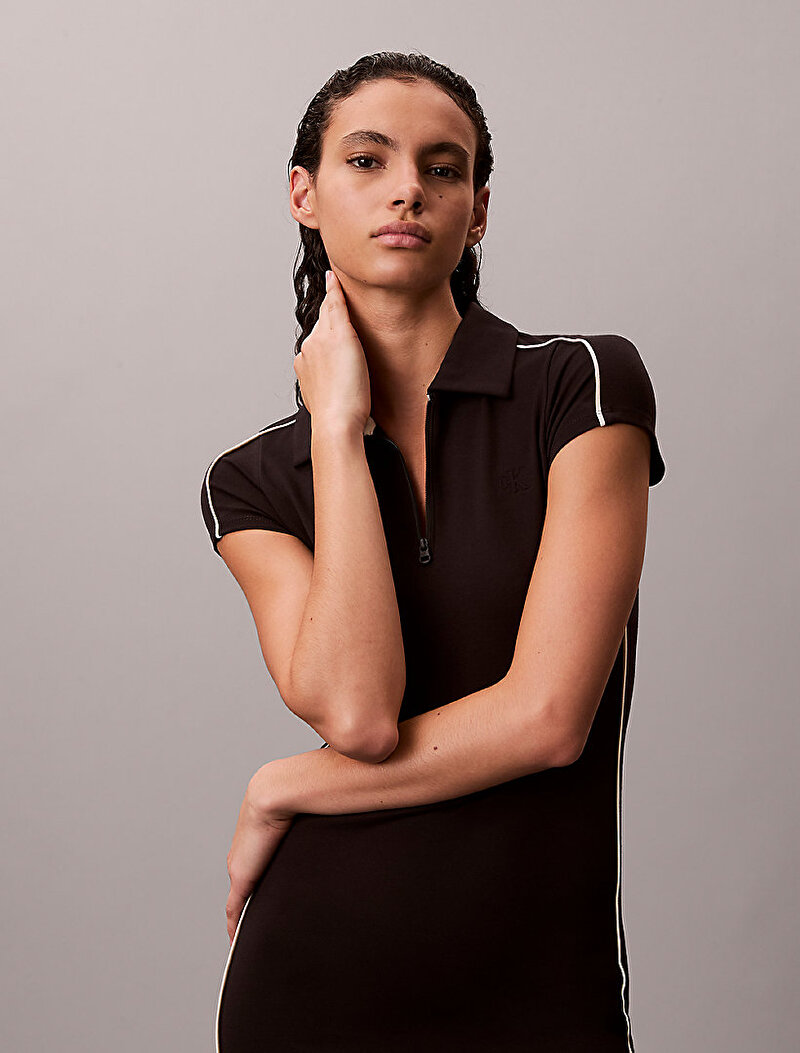 Calvin Klein Siyah Renkli Kadın Punto Milano Elbise