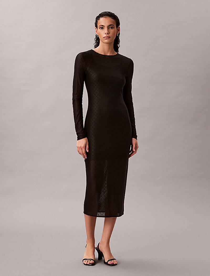 Calvin Klein Siyah Renkli Kadın Lace Maxi Elbise