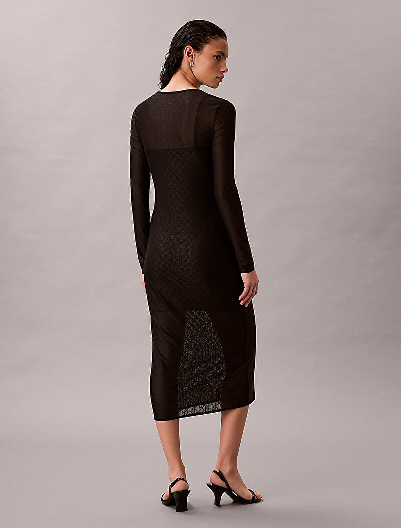 Calvin Klein Siyah Renkli Kadın Lace Maxi Elbise