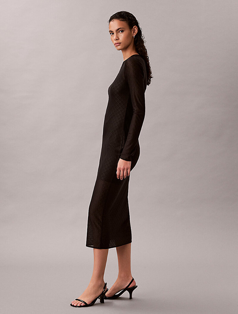 Calvin Klein Siyah Renkli Kadın Lace Maxi Elbise