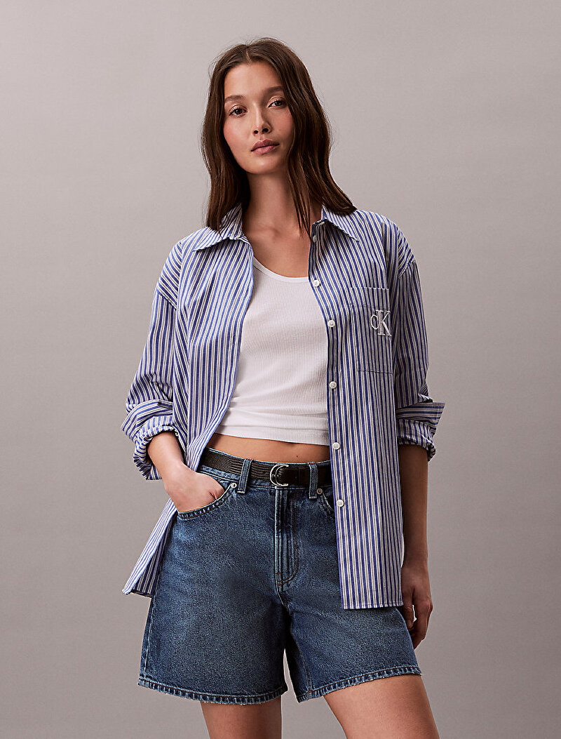 Calvin Klein Mavi Renkli Kadın High Rise A-line Şort