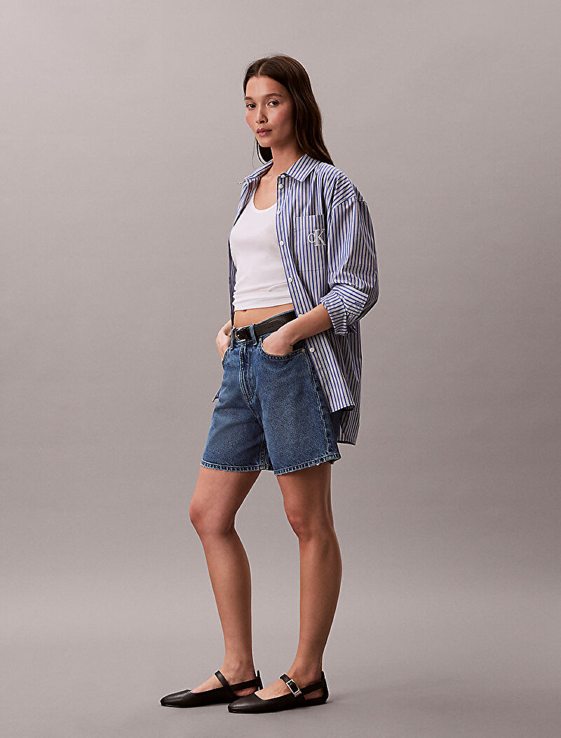 Calvin Klein Mavi Renkli Kadın High Rise A-line Şort