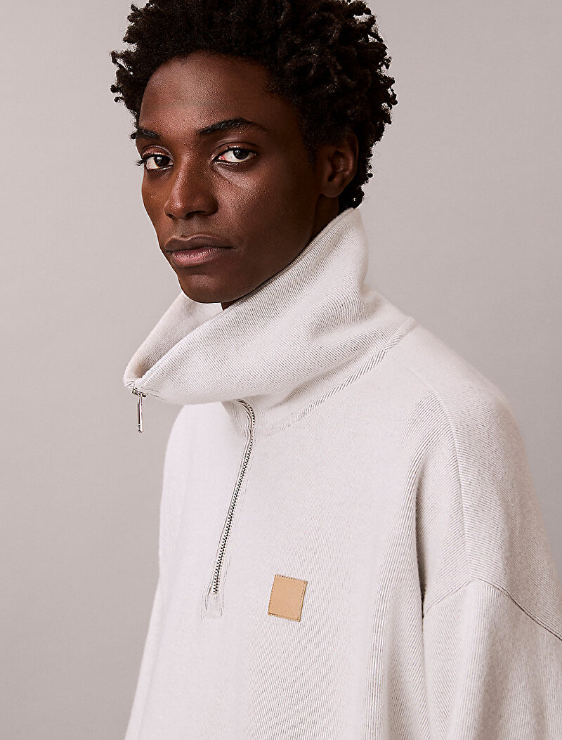 Calvin Klein Beyaz Renkli Erkek Brushed Sweatshirt