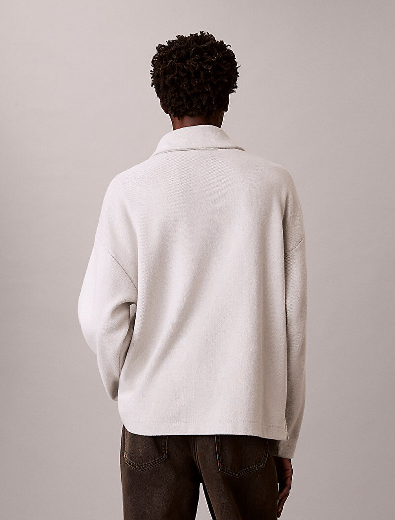 Calvin Klein Beyaz Renkli Erkek Brushed Sweatshirt