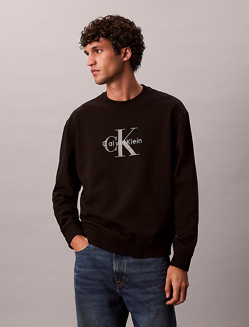 Calvin Klein Siyah Renkli Erkek 350 Try Monologo Sweatshirt