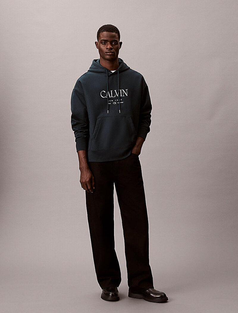 Calvin Klein Lacivert Renkli Erkek Premium Fleece Sweatshirt