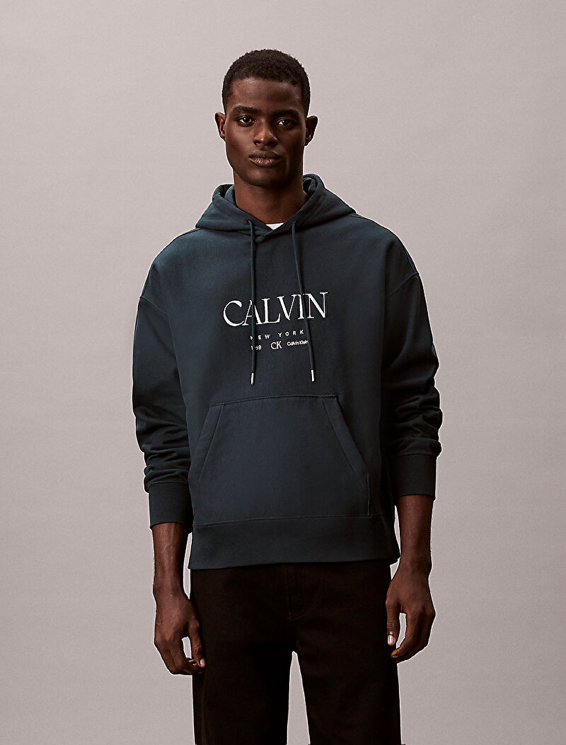Calvin Klein Lacivert Renkli Erkek Premium Fleece Sweatshirt