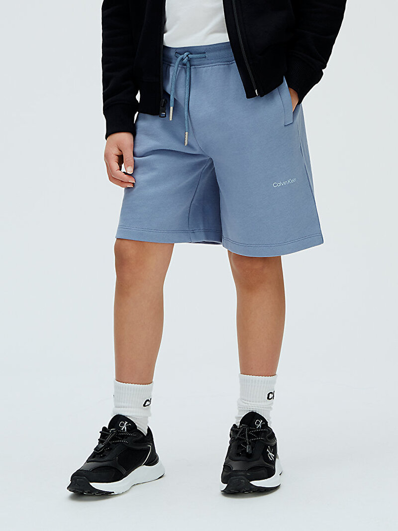 Calvin Klein Mavi Renkli Çocuk Unisex Logo Şort