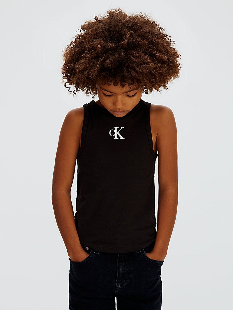 Calvin Klein Siyah Renkli Kız Çocuk CK Logo Tank Top