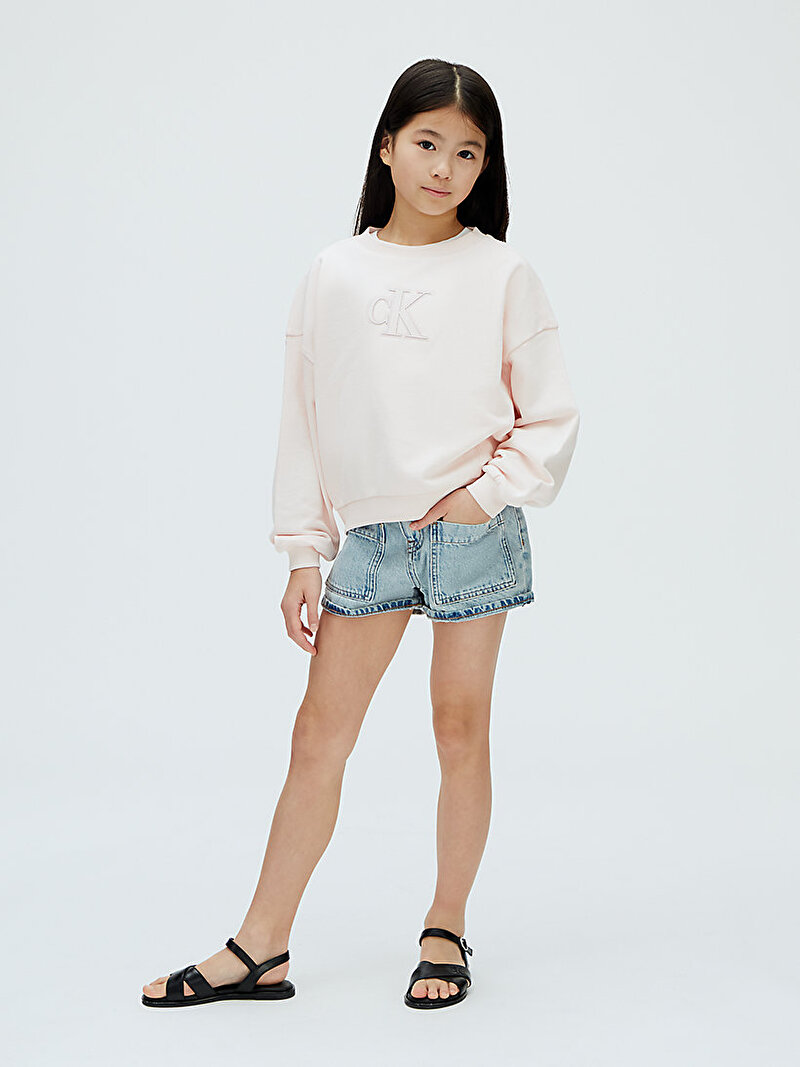 Calvin Klein Pembe Renkli Kız Çocuk CK Crewneck Sweatshirt