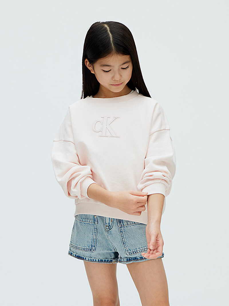 Calvin Klein Pembe Renkli Kız Çocuk CK Crewneck Sweatshirt