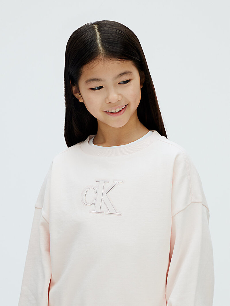 Calvin Klein Pembe Renkli Kız Çocuk CK Crewneck Sweatshirt