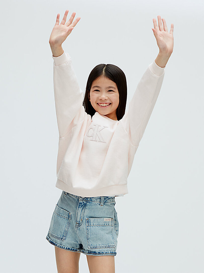 Calvin Klein Pembe Renkli Kız Çocuk CK Crewneck Sweatshirt