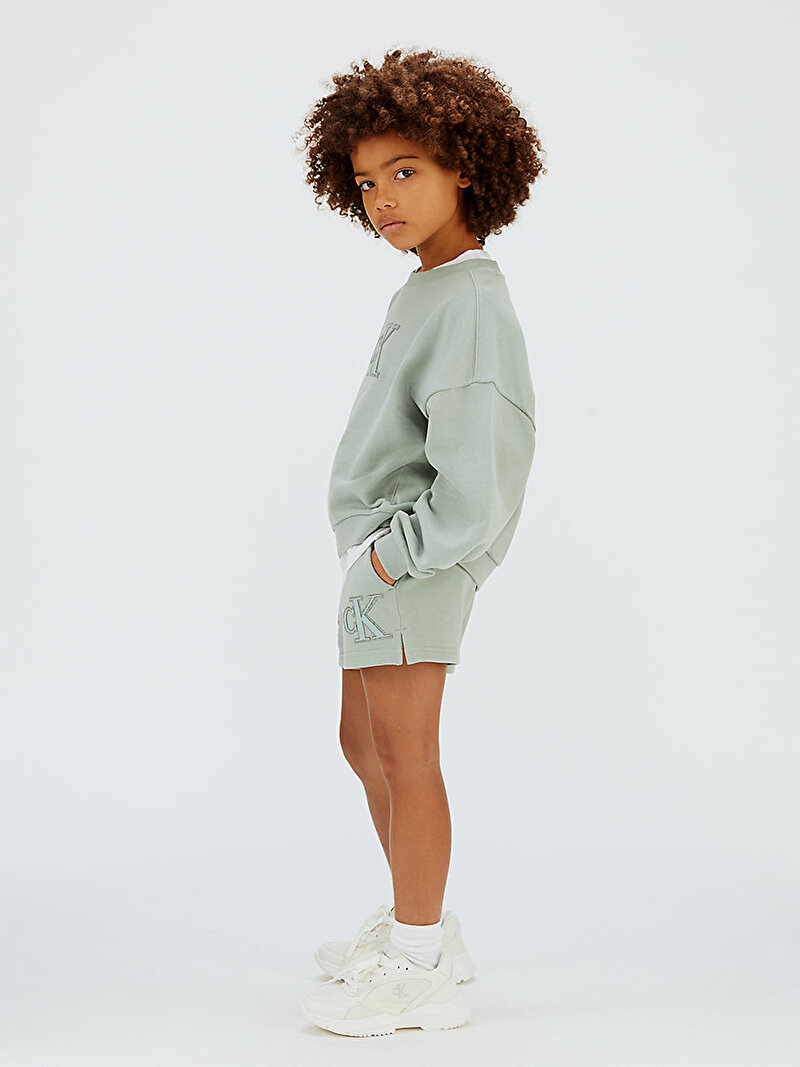 Calvin Klein Yeşil Renkli Kız Çocuk CK Logo Knit Şort