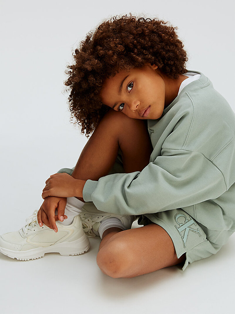 Calvin Klein Yeşil Renkli Kız Çocuk CK Logo Knit Şort