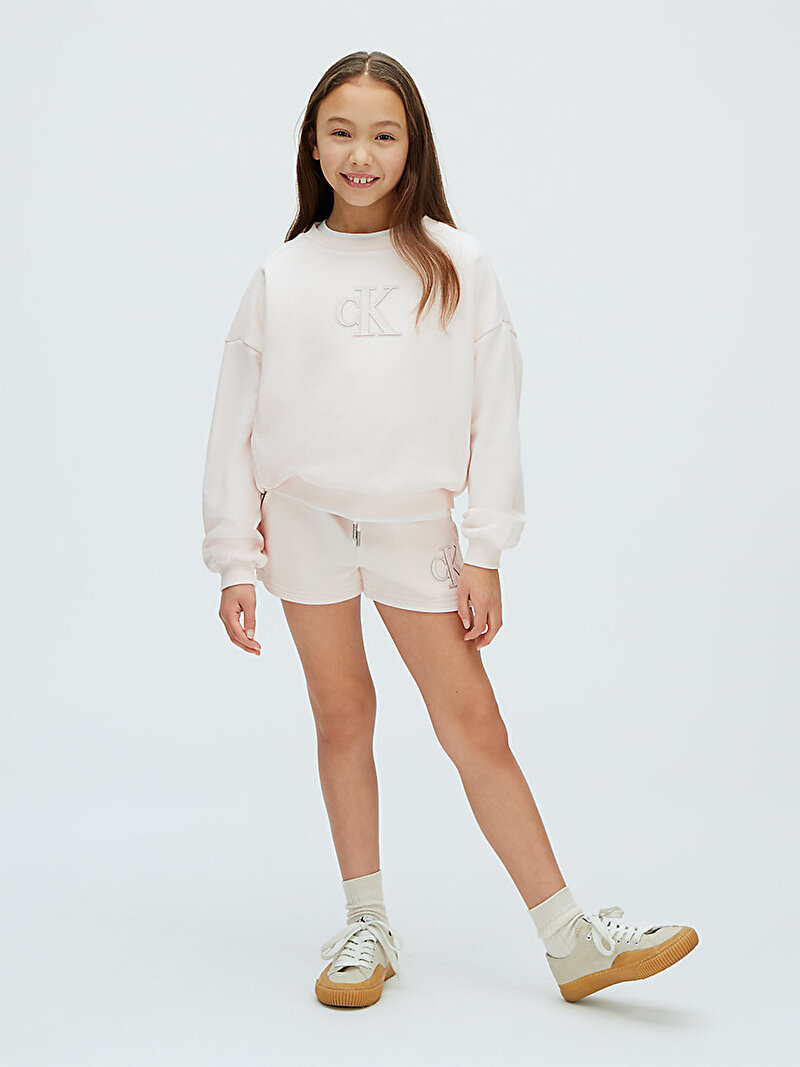 Calvin Klein Pembe Renkli Kız Çocuk CK Logo Knit Şort