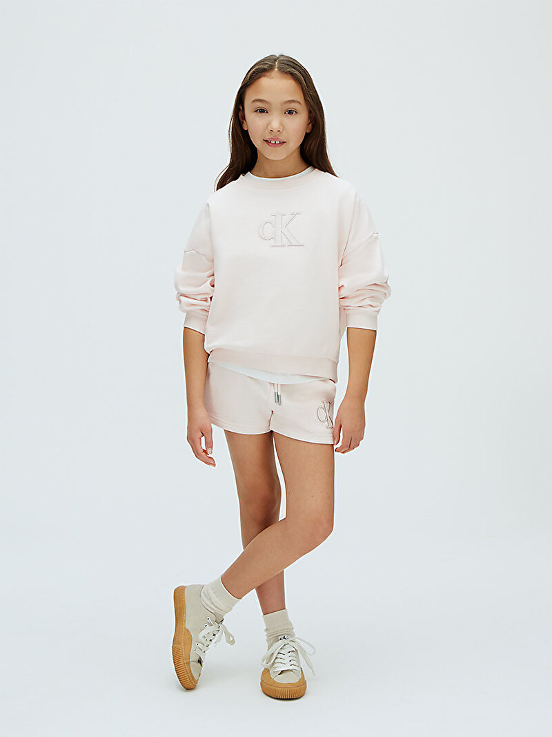 Calvin Klein Pembe Renkli Kız Çocuk CK Logo Knit Şort