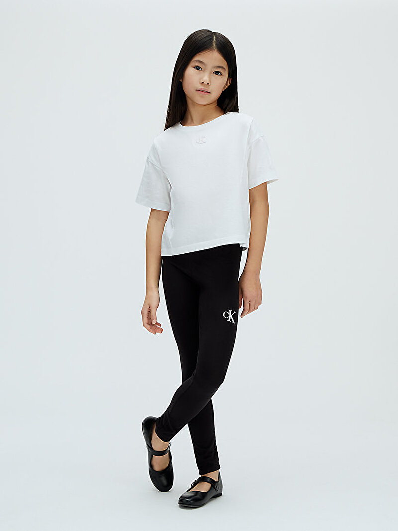 Calvin Klein Siyah Renkli Kız Çocuk CK Logo Tayt