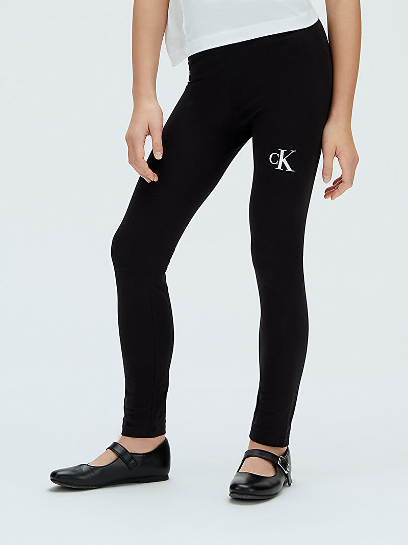 Calvin Klein Siyah Renkli Kız Çocuk CK Logo Tayt