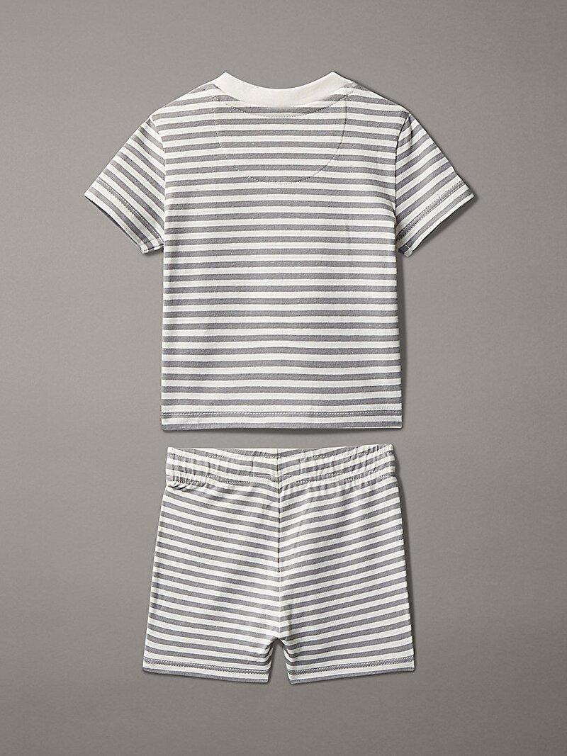 Calvin Klein Gri Renkli Bebek Şort T-shirt Set