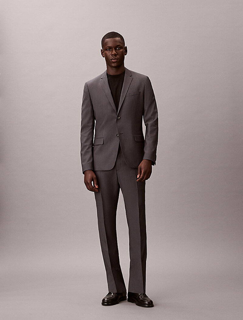 Calvin Klein Gri Renkli Erkek Micro Check Slim Blazer