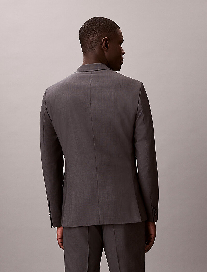 Calvin Klein Gri Renkli Erkek Micro Check Slim Blazer
