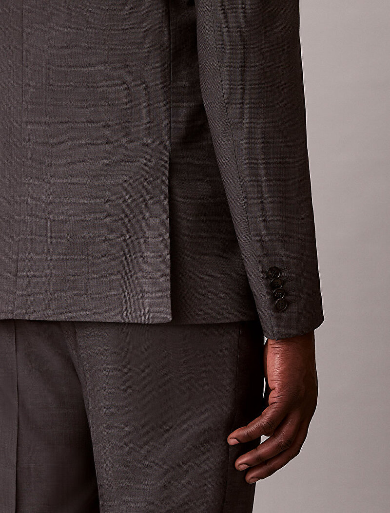 Calvin Klein Gri Renkli Erkek Micro Check Slim Blazer