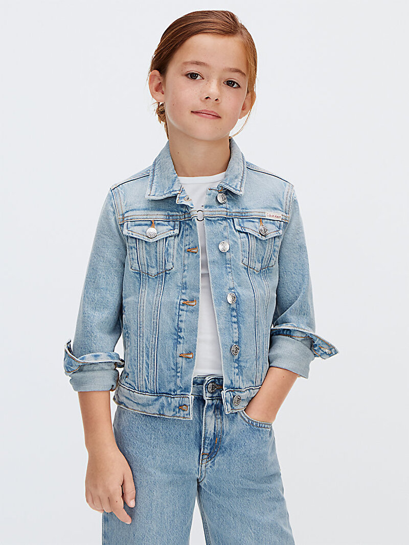 Calvin Klein Mavi Renkli Kız Çocuk Trucker Denim Ceket