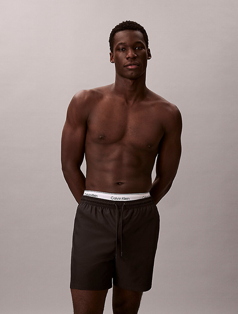 Calvin Klein Siyah Renkli Erkek Medium Drawstring Deniz Şortu