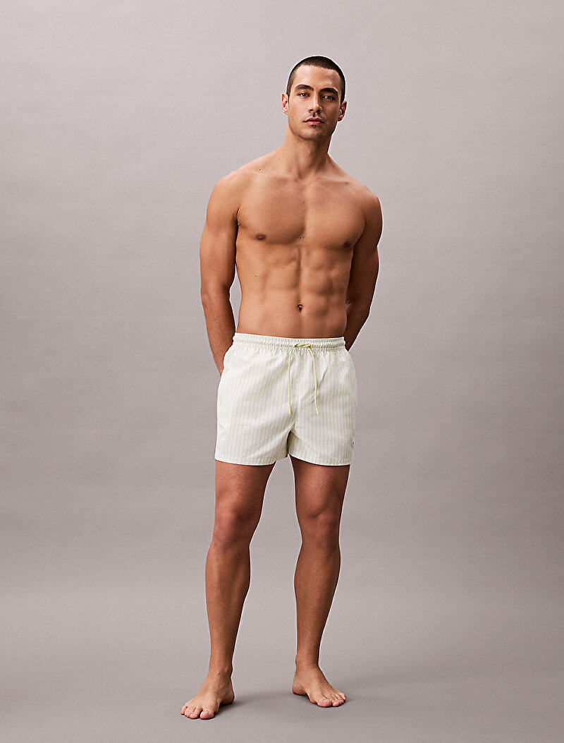 Calvin Klein Beyaz Renkli Erkek Kısa Drawstring Deniz Şortu