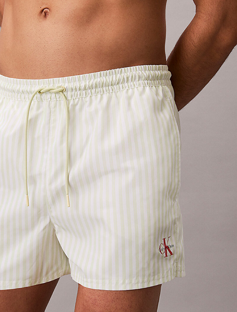 Calvin Klein Beyaz Renkli Erkek Kısa Drawstring Deniz Şortu