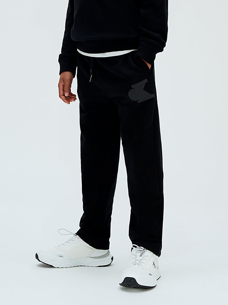 Calvin Klein Siyah Renkli Erkek Çocuk Straight Leg Terry Eşofman Altı