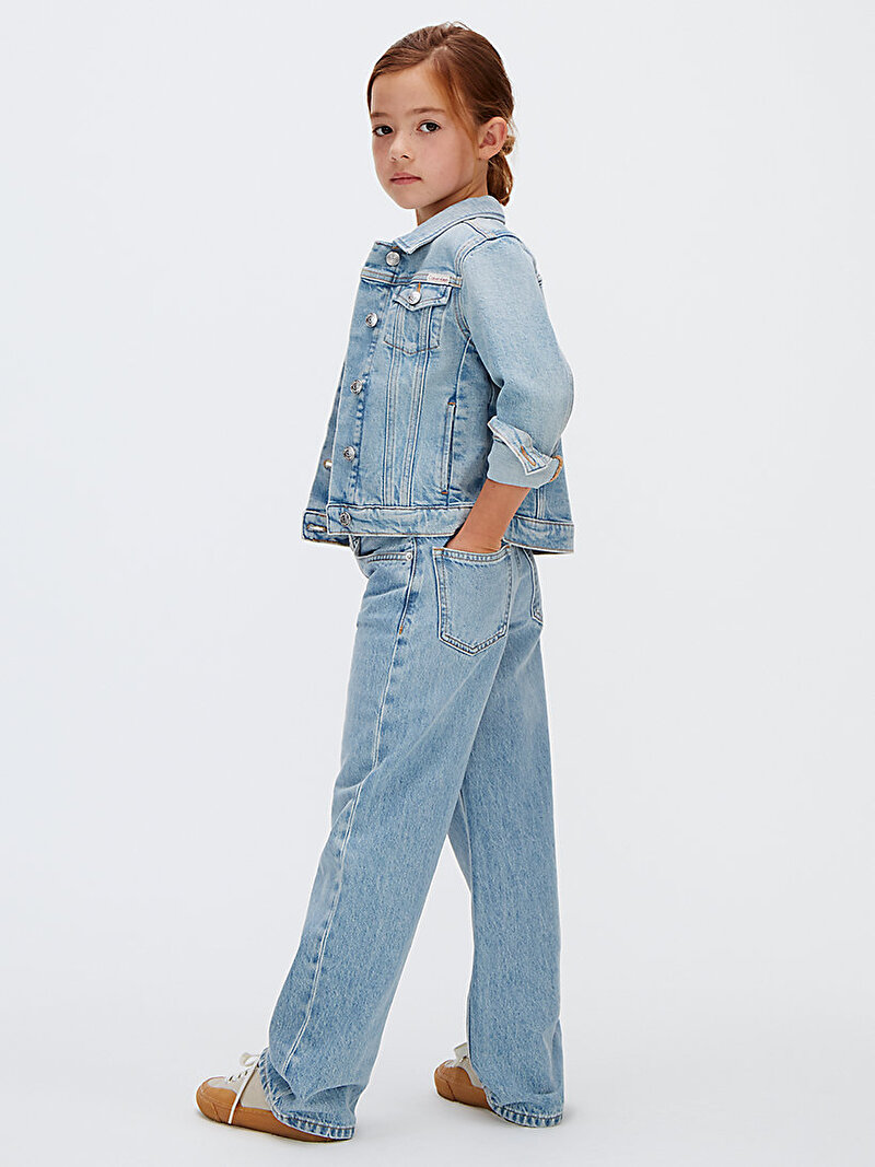 Calvin Klein Mavi Renkli Kız Çocuk Wide Leg Jean Pantolon