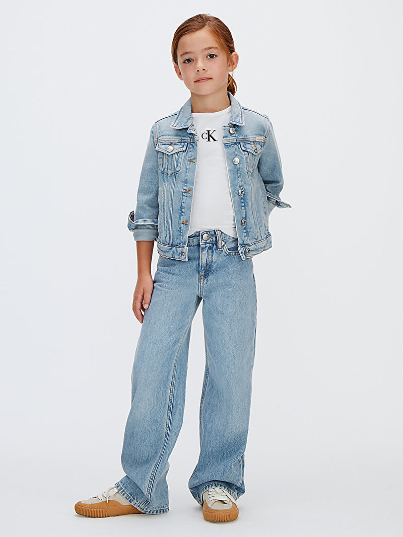 Calvin Klein Mavi Renkli Kız Çocuk Wide Leg Jean Pantolon