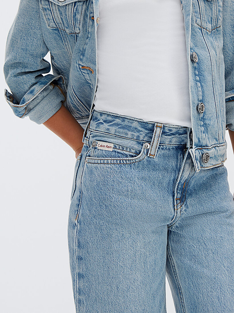 Calvin Klein Mavi Renkli Kız Çocuk Wide Leg Jean Pantolon