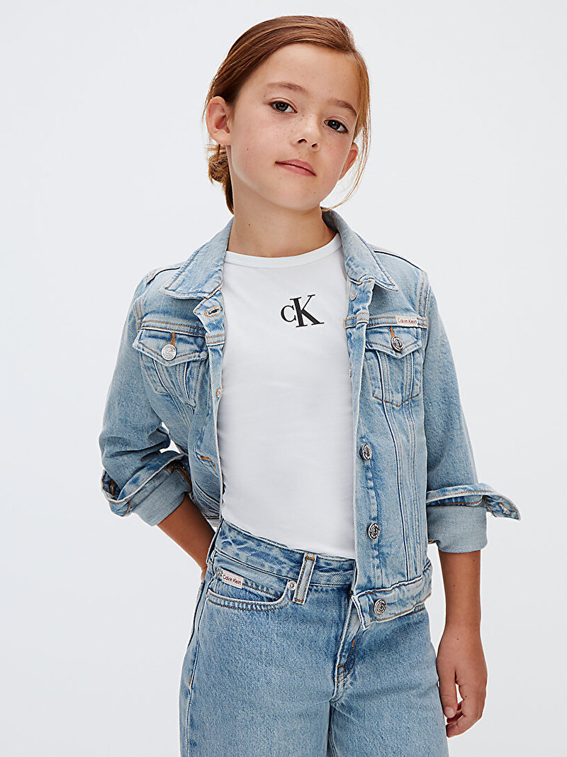 Calvin Klein Mavi Renkli Kız Çocuk Wide Leg Jean Pantolon