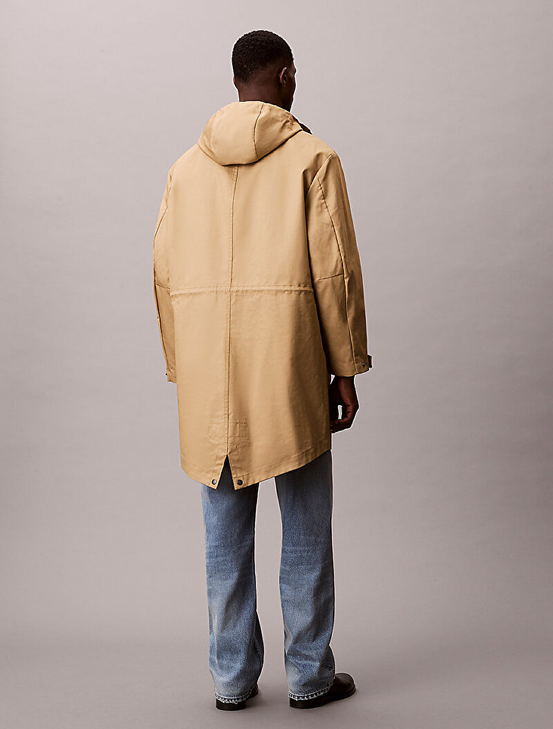 Calvin Klein Bej Renkli Erkek Bonded Cotton Hooded Mont