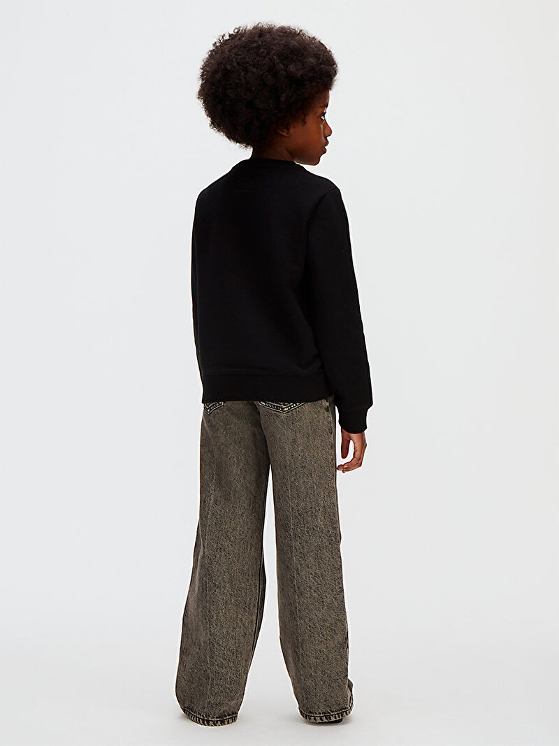 Calvin Klein Siyah Renkli Çocuk Unisex Mini Badge regular Sweatshirt