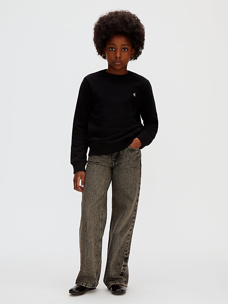 Calvin Klein Siyah Renkli Çocuk Unisex Mini Badge regular Sweatshirt