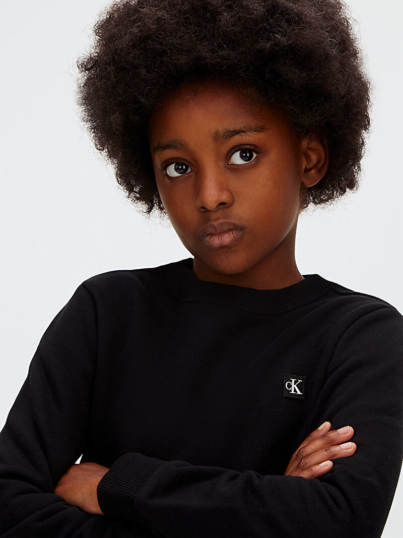 Calvin Klein Siyah Renkli Çocuk Unisex Mini Badge regular Sweatshirt