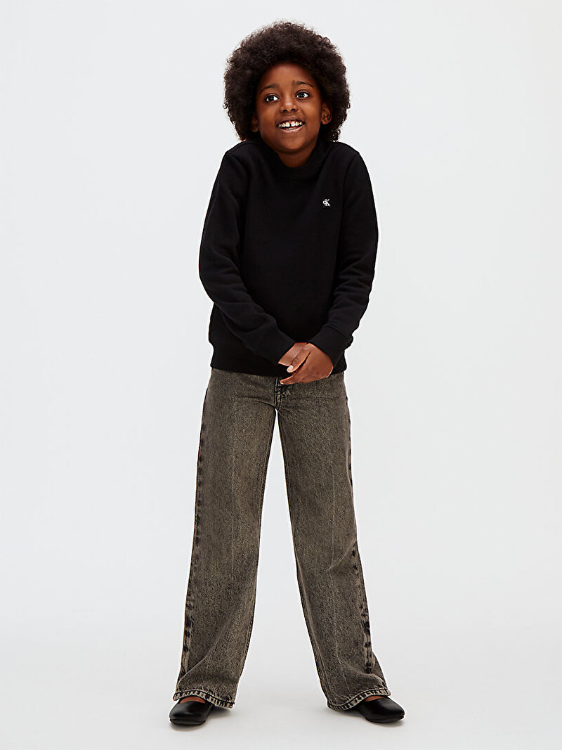 Calvin Klein Siyah Renkli Çocuk Unisex Mini Badge regular Sweatshirt